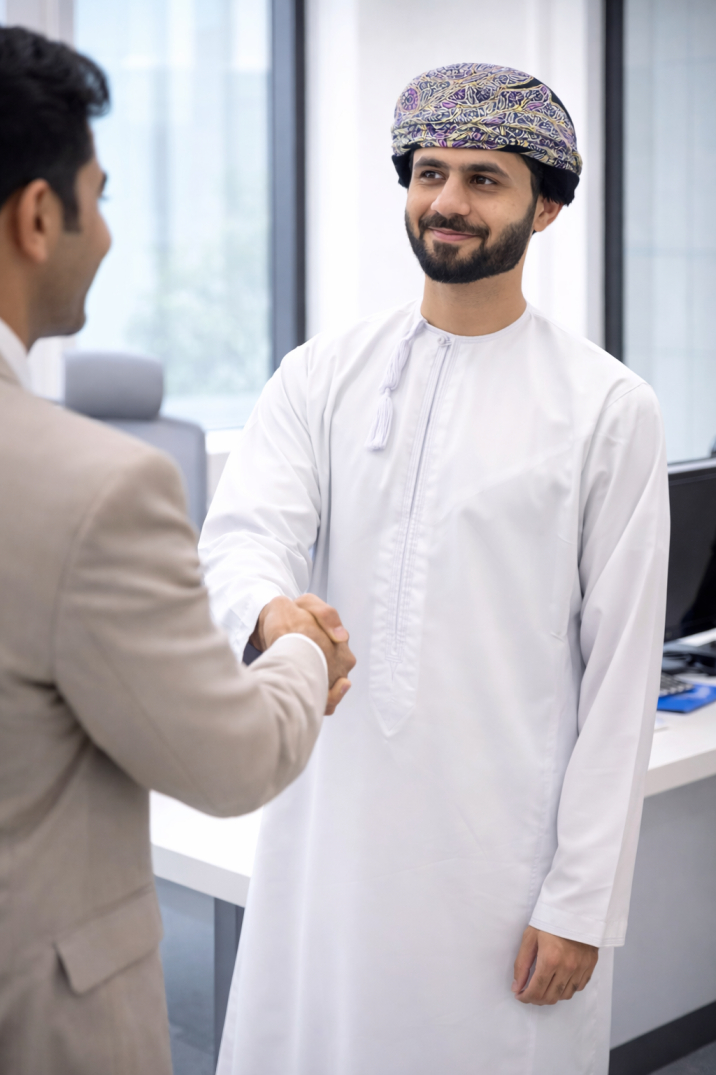 OSBIC Senior Omani PRO & Legal Consultant greeting investor